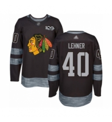 Men's Chicago Blackhawks #40 Robin Lehner Authentic Black 1917-2017 100th Anniversary Hockey Jersey