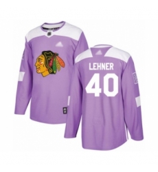 Men's Chicago Blackhawks #40 Robin Lehner Authentic Purple Fights Cancer Practice Hockey Jersey