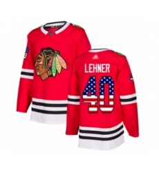 Youth Chicago Blackhawks #40 Robin Lehner Authentic Red USA Flag Fashion Hockey Jersey