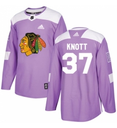 Men's Adidas Chicago Blackhawks #37 Graham Knott Authentic Purple Fights Cancer Practice NHL Jersey