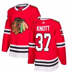 Men's Adidas Chicago Blackhawks #37 Graham Knott Authentic Red Home NHL Jersey