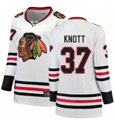 Women's Chicago Blackhawks #37 Graham Knott Authentic White Away Fanatics Branded Breakaway NHL Jersey