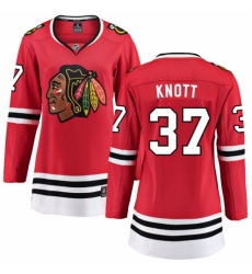 Women's Chicago Blackhawks #37 Graham Knott Fanatics Branded Red Home Breakaway NHL Jersey