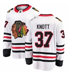 Youth Chicago Blackhawks #37 Graham Knott Fanatics Branded White Away Breakaway NHL Jersey