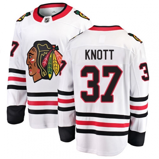 Youth Chicago Blackhawks #37 Graham Knott Fanatics Branded White Away Breakaway NHL Jersey Youth Chicago Blackhawks #37 Graham Knott Fanatics Branded White Away Breakaway NHL Jersey