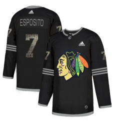 Men's Adidas Chicago Blackhawks #7 Tony Esposito Black Authentic Classic Stitched NHL Jersey