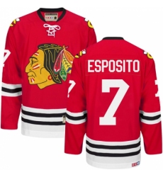 Men's CCM Chicago Blackhawks #7 Tony Esposito Authentic Red New Throwback NHL Jersey