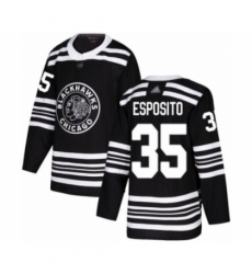 Men's Chicago Blackhawks #35 Tony Esposito Authentic Black Alternate Hockey Jersey