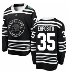Men's Chicago Blackhawks #35 Tony Esposito Black 2019 Winter Classic Fanatics Branded Breakaway NHL Jersey