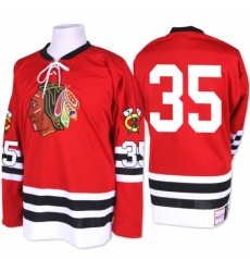 Men's Mitchell and Ness Chicago Blackhawks #35 Tony Esposito Authentic Red 1960-61 Throwback NHL Jersey