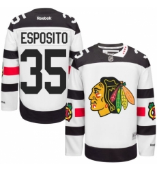 Men's Reebok Chicago Blackhawks #35 Tony Esposito Authentic White 2016 Stadium Series NHL Jersey