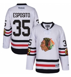 Men's Reebok Chicago Blackhawks #35 Tony Esposito Authentic White 2017 Winter Classic NHL Jersey