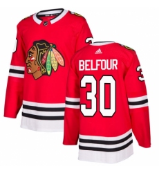 Men's Adidas Chicago Blackhawks #30 ED Belfour Authentic Red Home NHL Jersey