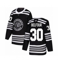Men's Chicago Blackhawks #30 ED Belfour Authentic Black Alternate Hockey Jersey