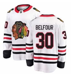 Men's Chicago Blackhawks #30 ED Belfour Fanatics Branded White Away Breakaway NHL Jersey