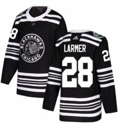Men's Adidas Chicago Blackhawks #28 Steve Larmer Authentic Black 2019 Winter Classic NHL Jersey