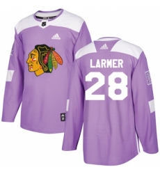 Men's Adidas Chicago Blackhawks #28 Steve Larmer Authentic Purple Fights Cancer Practice NHL Jersey