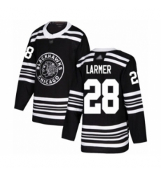 Men's Chicago Blackhawks #28 Steve Larmer Authentic Black Alternate Hockey Jersey