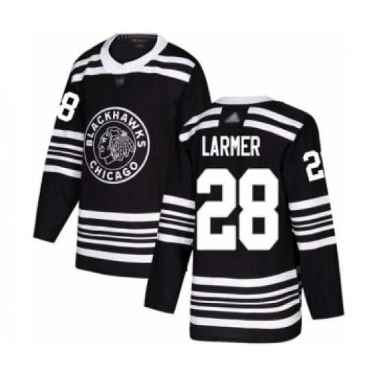 Men's Chicago Blackhawks #28 Steve Larmer Authentic Black Alternate Hockey Jersey Men's Chicago Blackhawks #28 Steve Larmer Authentic Black Alternate Hockey Jersey