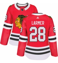 Women's Adidas Chicago Blackhawks #28 Steve Larmer Authentic Red Home NHL Jersey