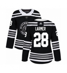 Women's Chicago Blackhawks #28 Steve Larmer Authentic Black Alternate Hockey Jersey