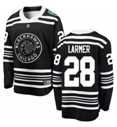 Youth Chicago Blackhawks #28 Steve Larmer Black 2019 Winter Classic Fanatics Branded Breakaway NHL Jersey