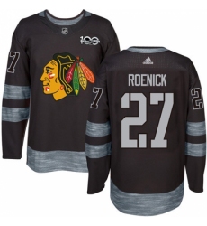 Men's Adidas Chicago Blackhawks #27 Jeremy Roenick Authentic Black 1917-2017 100th Anniversary NHL Jersey