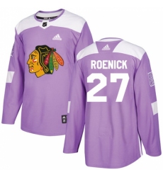 Men's Adidas Chicago Blackhawks #27 Jeremy Roenick Authentic Purple Fights Cancer Practice NHL Jersey