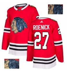 Men's Adidas Chicago Blackhawks #27 Jeremy Roenick Authentic Red Fashion Gold NHL Jersey
