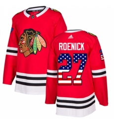 Men's Adidas Chicago Blackhawks #27 Jeremy Roenick Authentic Red USA Flag Fashion NHL Jersey