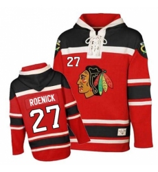 Men's Old Time Hockey Chicago Blackhawks #27 Jeremy Roenick Authentic Red Sawyer Hooded Sweatshirt NHL Jersey