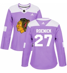 Women's Adidas Chicago Blackhawks #27 Jeremy Roenick Authentic Purple Fights Cancer Practice NHL Jersey