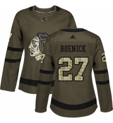 Women's Reebok Chicago Blackhawks #27 Jeremy Roenick Authentic Green Salute to Service NHL Jersey