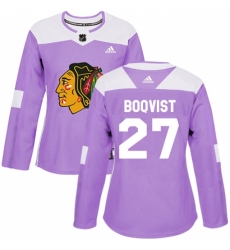 Women's Adidas Chicago Blackhawks #27 Adam Boqvist Authentic Purple Fights Cancer Practice NHL Jersey