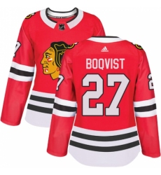 Women's Adidas Chicago Blackhawks #27 Adam Boqvist Authentic Red Home NHL Jersey