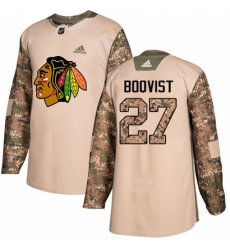 Youth Adidas Chicago Blackhawks #27 Adam Boqvist Authentic Camo Veterans Day Practice NHL Jersey