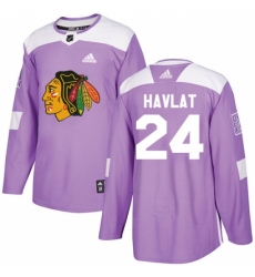 Men's Adidas Chicago Blackhawks #24 Martin Havlat Authentic Purple Fights Cancer Practice NHL Jersey