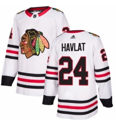 Men's Adidas Chicago Blackhawks #24 Martin Havlat Authentic White Away NHL Jersey