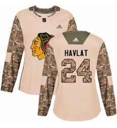 Women's Adidas Chicago Blackhawks #24 Martin Havlat Authentic Camo Veterans Day Practice NHL Jersey