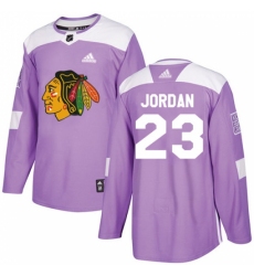 Men's Adidas Chicago Blackhawks #23 Michael Jordan Authentic Purple Fights Cancer Practice NHL Jersey