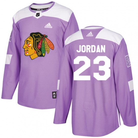 Men's Adidas Chicago Blackhawks #23 Michael Jordan Authentic Purple Fights Cancer Practice NHL Jersey Men's Adidas Chicago Blackhawks #23 Michael Jordan Authentic Purple Fights Cancer Practice NHL Jersey
