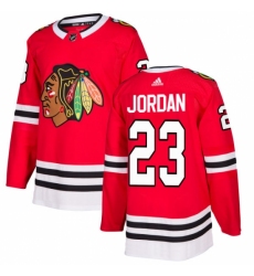 Men's Adidas Chicago Blackhawks #23 Michael Jordan Authentic Red Home NHL Jersey