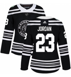 Women's Adidas Chicago Blackhawks #23 Michael Jordan Authentic Black 2019 Winter Classic NHL Jersey