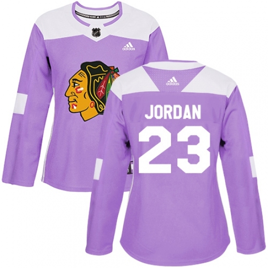 Women's Adidas Chicago Blackhawks #23 Michael Jordan Authentic Purple Fights Cancer Practice NHL Jersey Women's Adidas Chicago Blackhawks #23 Michael Jordan Authentic Purple Fights Cancer Practice NHL Jersey