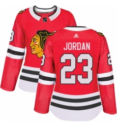 Women's Adidas Chicago Blackhawks #23 Michael Jordan Authentic Red Home NHL Jersey