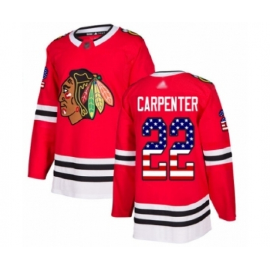 Men's Chicago Blackhawks #22 Ryan Carpenter Authentic Red USA Flag Fashion Hockey Jersey Men's Chicago Blackhawks #22 Ryan Carpenter Authentic Red USA Flag Fashion Hockey Jersey