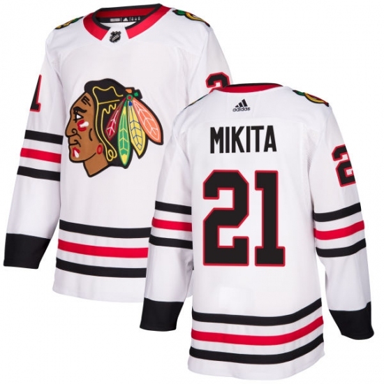 Men's Adidas Chicago Blackhawks #21 Stan Mikita Authentic White Away NHL Jersey Men's Adidas Chicago Blackhawks #21 Stan Mikita Authentic White Away NHL Jersey