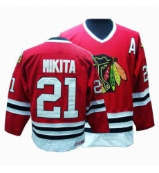 Men's CCM Chicago Blackhawks #21 Stan Mikita Authentic Red Throwback NHL Jersey