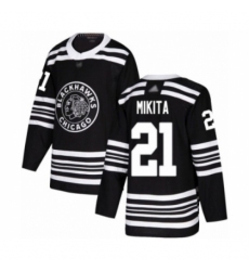 Men's Chicago Blackhawks #21 Stan Mikita Authentic Black Alternate Hockey Jersey