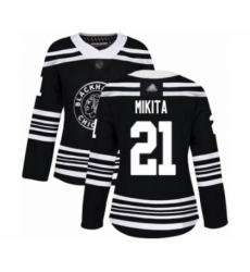 Women's Chicago Blackhawks #21 Stan Mikita Authentic Black Alternate Hockey Jersey